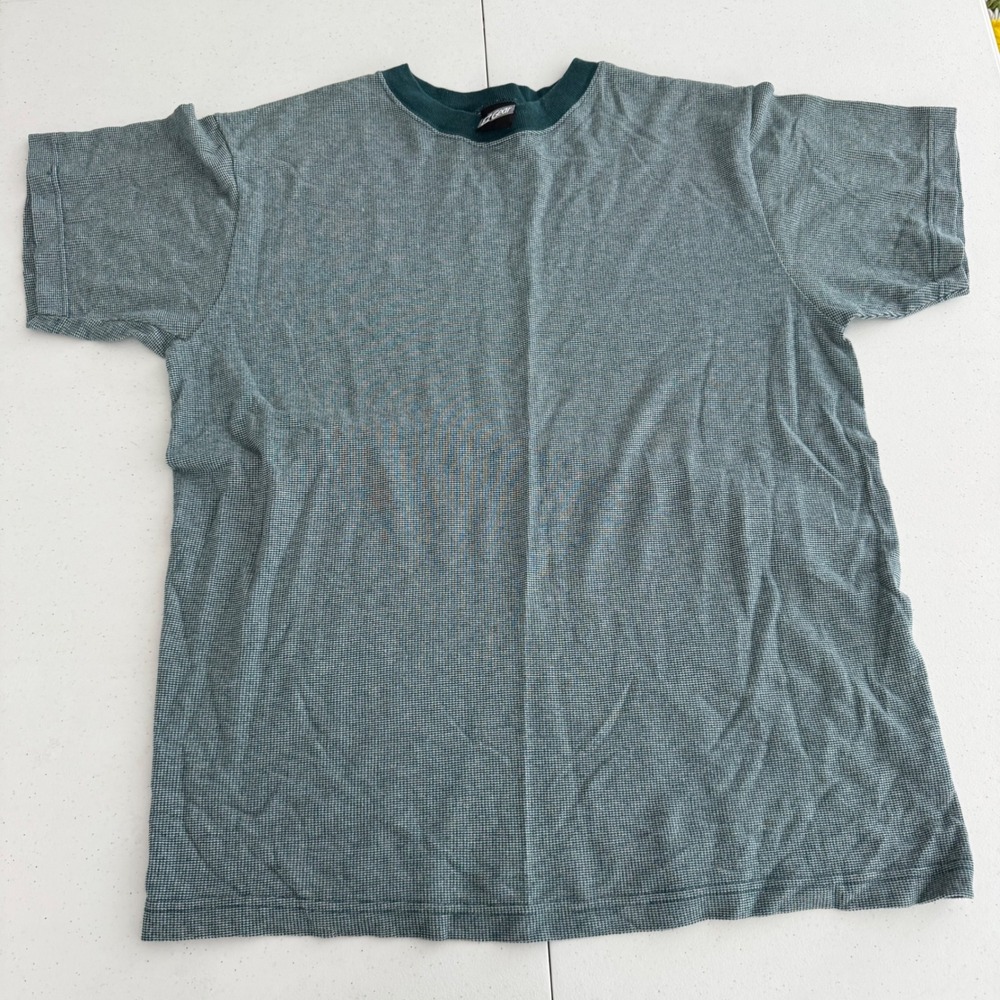 Vintage EZ Gear Large Green Waffle Knit Thermal T-Shirt Short Sleeve Gorpcore